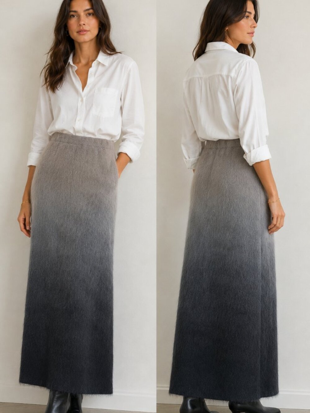 Alberta Ferretti Alpaca Maxi Long Skirt Gray NWT Size 40/US 4 Retail $1,485